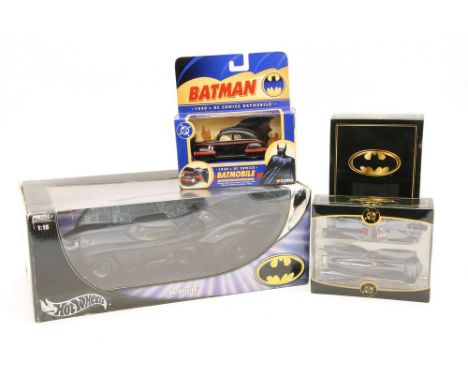 A Hotwheels diecast 1:18 scale model of the Batmobile , by Mattel, model number B6046, together with Batman 'The Vintage and 