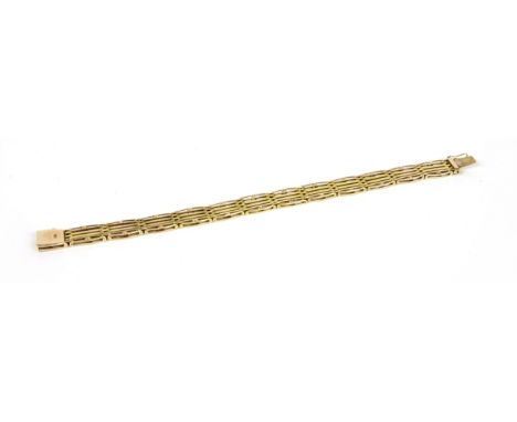 A gold six row gate link bracelet, with concealed box clasp, 13.76g