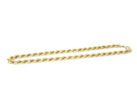 A 9ct gold rope chain necklace, 17.27g