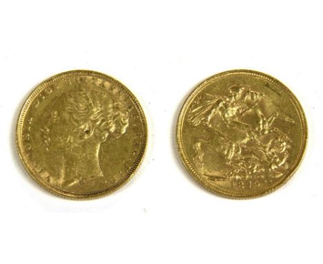 Coins , Australia, Victoria (1837 - 1901), Sovereign, 1879, M on ground for Melbourne Mint