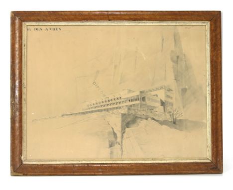 ......re Des Andes An ARCHITECTURAL STUDY in a maple frame, 84 x 69cm