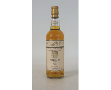 ABERFELDY 1978 - CONNOISSEURS CHOICE
1 bottle.  Aberfeldy 1978 Single Malt Scotch Whisky.  Connoisseurs Choice.  Bottled 2000