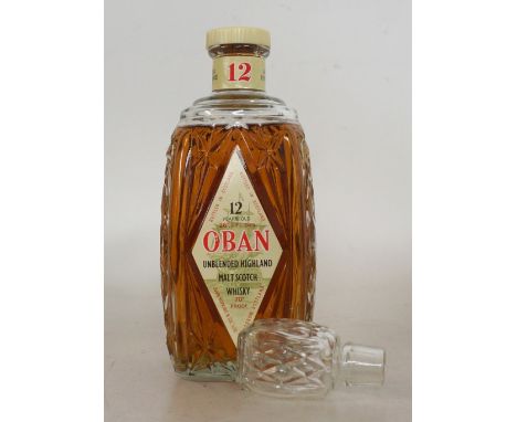 OBAN 12 YEAR OLD - 1970'S
1 bottle.  Oban 12 Year Old Single Malt Scotch Whisky.  OB.  26 2/3 Fl. Ozs.  70 degrees proof.  Jo