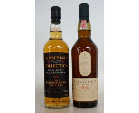 LAGAVULIN 16YO & BUNNAHABHAIN 1997
2 of the 8 distilleries currently in operation on Islay are represented in this lot.  LAGA