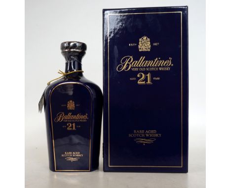 BALLANTINES 21 YEAR OLD
A well turned out bottle of 21 Year Old Blended Scotch Whisky in it's original presentation case.  Ri