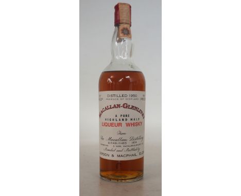 MACALLAN - 1950 - 70 PROOF
Distilled 1950 by Macallan Glenivet. Bottled by Gordon & MacPhail, Elgin. Level: Top of shoulder. 