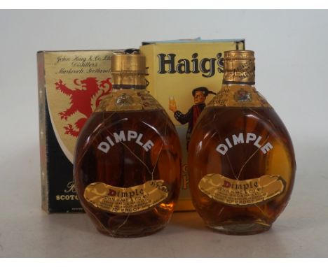 2 SMALL BOTTLES OF HAIG'S DIMPLE
2 lovely small presentations of Haig's Dimple Blended Scotch Whisky.  Both bottles 13 1/3 Fl