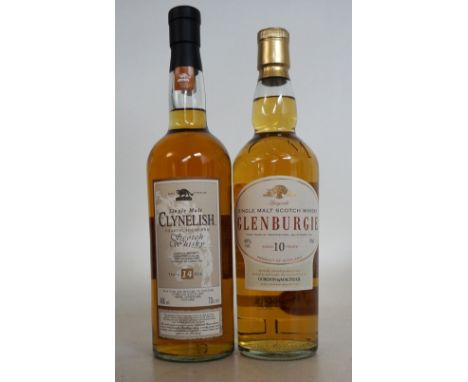 CLYNELISH & GLENBURGIE
CLYNELISH 14 YEAR OLD Single Malt Scotch Whisky.  70cl.  46% abv.  Lovely coastal malt from Brora in S