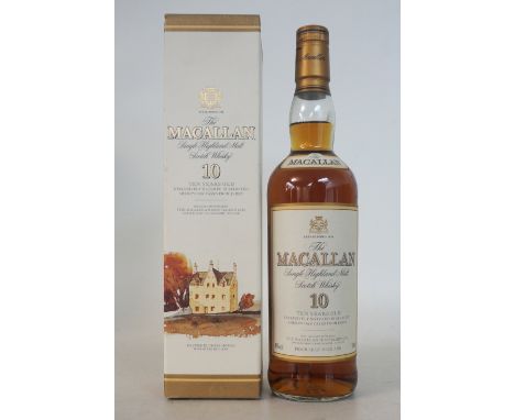 MACALLAN 10 YEAR OLD
An entry level collectable Macallan Single Malt Scotch Whisky.  700ml.  40% abv.  10 year old Sherry cas