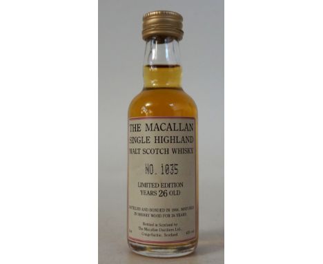 THE MACALLAN LIMITED EDITION 26 YO
1 bottle.  The Macallan 26 Year Old Single Malt Scotch Whisky.  5cl.  43% abv.  Very Limit