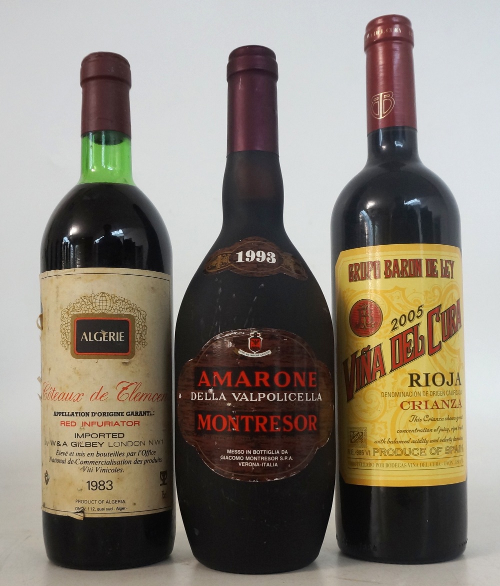 3 RED WINES 3 bottles. COTEAUX DE TLEMCEN 1983. 75cl. Algerian red wine