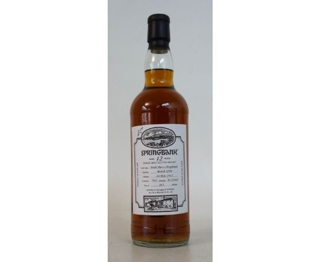 SPRINGBANK 2012 OPEN DAY BOTTLING
1 bottle.  Springbank 12 Year Old Single Malt Scotch Whisky.  OB.  70cl.  50.2% abv.  A lim