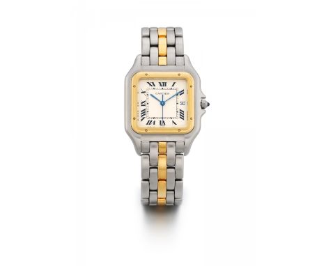 CARTIERPanthere. Art der Uhr: Armbanduhr. Herkunft: Schweiz, La Chaux-de-Fonds. Werk: Quarz. Gehäuse/Armband: Stahl, 750/-Gel