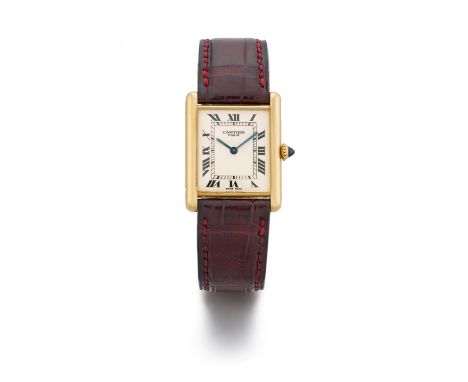 CARTIERTank. Art der Uhr: Armbanduhr. Herkunft: Schweiz, La Chaux-de-Fonds. Werk: Handaufzug, Cal. 21. Gehäuse/Armband: 750/-