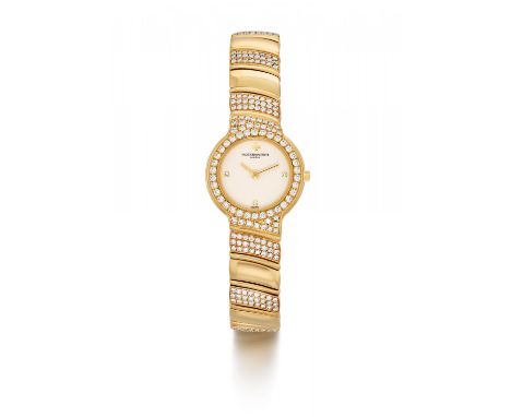VACHERON CONSTANTINArmbanduhr. Herkunft: Schweiz, Genf. Datierung: Um 1991. Werk: Quarz. Gehäuse/Armband: 750/- Gelbgold bese