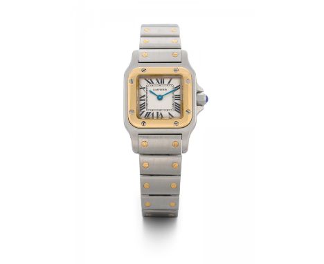 CARTIERSantos. Art der Uhr: Armbanduhr. Herkunft: Schweiz, La Chaux-de-Fonds. Werk: Quarz. Gehäuse/Armband: Stahl, 750/- Gelb