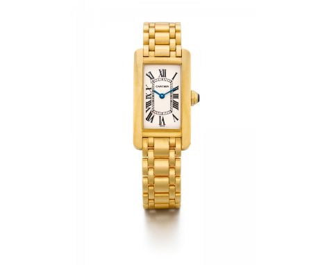 CARTIERTank Américaine. Art der Uhr: Armbanduhr. Herkunft: Schweiz, La Chaux-de-Fonds. Werk: Quarz. Gehäuse/Armband: 750/- Ge
