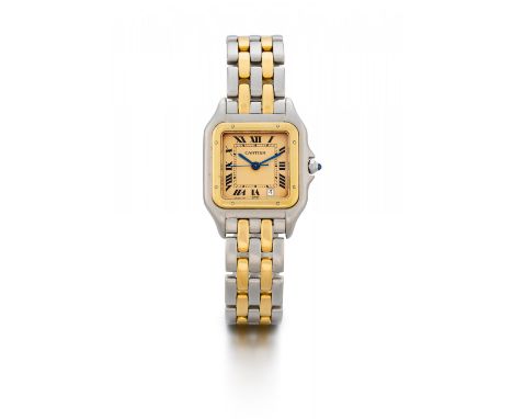CARTIERPanthere. Art der Uhr: Armbanduhr. Herkunft: Schweiz, La Chaux-de-Fonds. Werk: Quarz. Gehäuse/Armband: Stahl, 750/- Ge