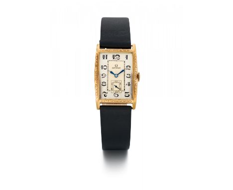 OMEGAArmbanduhr. Herkunft: Schweiz, Biel. Datierung: Um 1929. Werk: Handaufzug, Cal. 23.75.T2. Gehäuse/Armband: 585/- Gelbgol