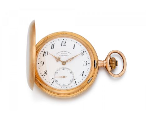 ALPINAPräcisions-Uhrenfabrik Glashütte. Art der Uhr: Savonette-Taschenuhr. Herkunft: Deutschland, Glashütte. Werk: Handaufzug