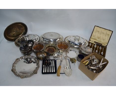 A quantity of Victorian and later electroplated wares, including three entrée&nbsp;dishes and covers (two with detachable han