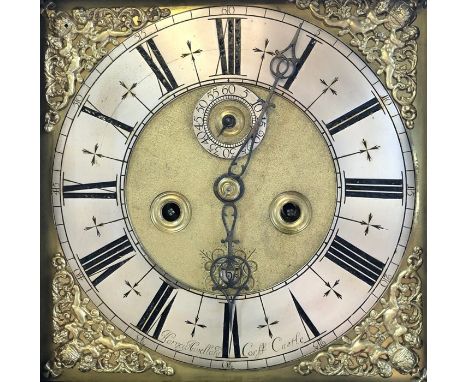 Harvey Havelland, Corfe Castle (Corff), an 18th century inlaid oak longcase clock, the 8-day five pillar movement to a 28 cm 