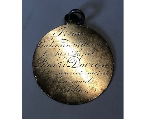 Taliesin Williams, Welsh poet and author and druid, a 19th century presentation medallion engraved 'Merthyr Academy, Midsumme