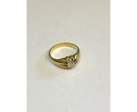 An 18ct yellow gold ring, the open claw setting with circular brilliant cut diamond, approx 0.4 carats, size Y, approx 9.6g a