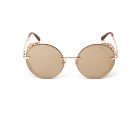 From a private Singaporean collection Round gold wire frame with diamanté embellishment to the sides, with Chopard box Chopar