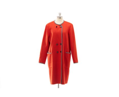 From a private Singaporean collection
Cardinal orange 'CT Sereno' cashmere coat with button detailing, with original swing ta