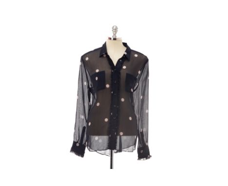 From a private Singaporean collection
Navy blue silk blouse with white spots, size EU L
Kate Spade
Condition: In excellent co