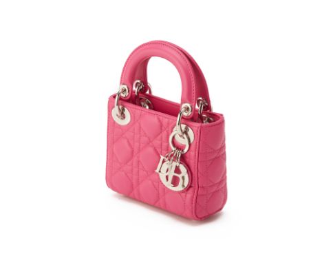 From a private Singaporean collection
Quilted bright pink leather Micro Lady Dior, with Dior dust bag, authenticity card, det