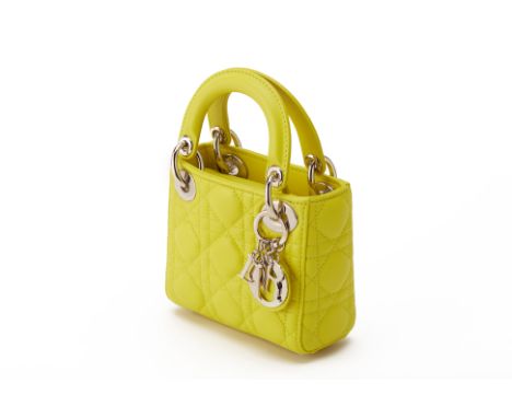 From a private Singaporean collection
Quilted bright yellow leather Micro Lady Dior, with Dior dust bag, authenticity card, d