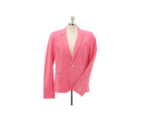 From a private Singaporean collection
Bright candy pink blazer with gold tone button, size L
Juicy Couture
Condition: In exce