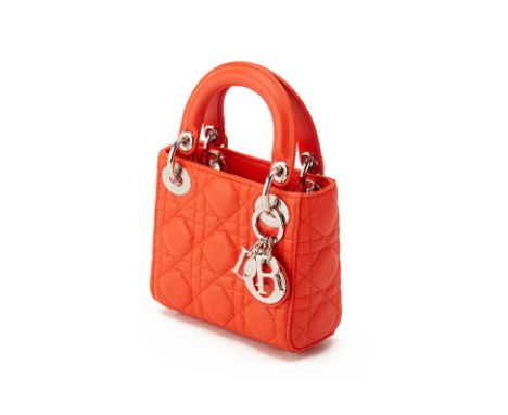 From a private Singaporean collection
Quilted bright orange leather Micro Lady Dior, with Dior dust bag, authenticity card, d