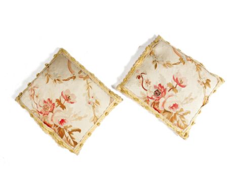 A pair of Aubusson tapestry cushions, 42cm wide. (2)