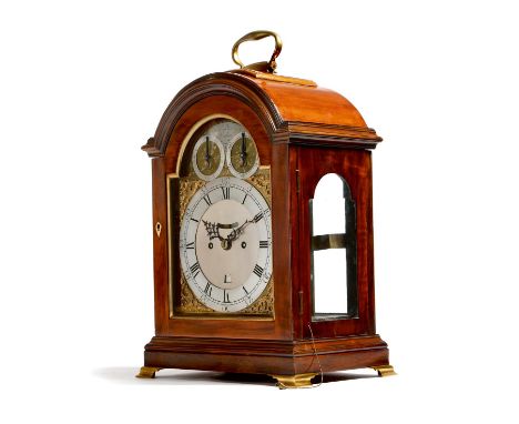 An early George III fruitwood bracket clock by Conyers Dunlop, the eight day twin fusee movement, with a verge escapement and