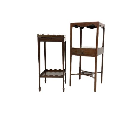 19th century mahogany wash stand, fitted with one drawer, raised on square supports, united by under-tier, together with Edwa