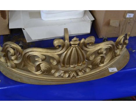 Gilt painted demi loon wall shelf