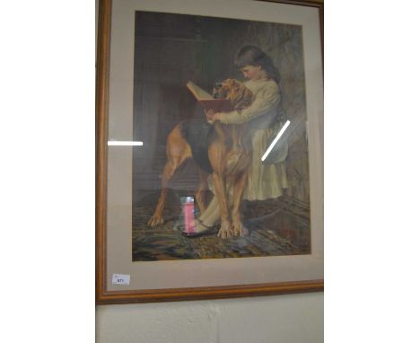 Reproduction Pears print of a girl and a dog