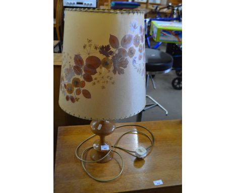 Turned wood lamp stand and parchment shade