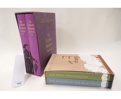 Two Folio Society boxed sets: Agatha Christie '4.50 from Paddington' and 'The Blue Train' (1990); G K Chesterton 'The Father 