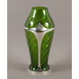 Jugendstilvase, Glas, Zinnmontierung, Loetz, um 1900