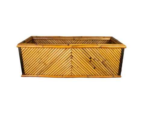Gabriella Crespi (Italian, 1922-2017),  'Rising Sun' Bamboo Planter, rectangular Bamboo and brass  Dimensions: 13.5 in. (H) x
