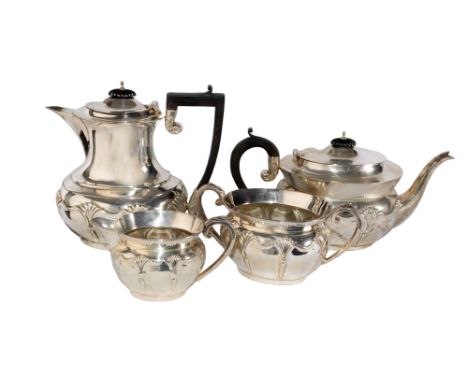 Charles Westwood &amp; Sons Birmingham 1906 A silver four piece tea and coffee service  Weight: Approx. 1,441 g. 