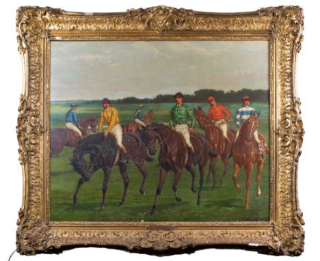 John Charlton (1849 - 1917) At the Start, 1887 Oil on canvas Signed lower right, 'J Charlton' Inscribed verso, 'Going to the 