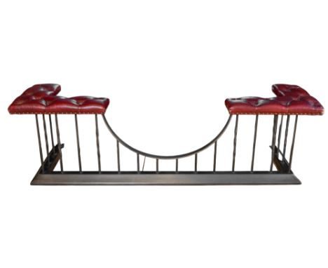 20th Century A button leather upholstered fender To be sold without reserve Dimensions: 20 in. (H) x 72 in. (W) x 19 in. (D)