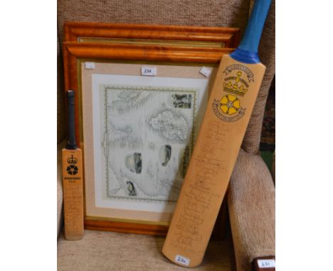A rectangular maple framed wall mirror, gilt border;  a pair of similar maps, British India and Islands; Sporting Interest - 