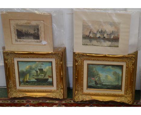 Gaston (20th century)a pair, Naval scenes English and French men of waroil on board, signed;other prints, English and French 