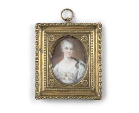 FRENCH SCHOOL (18TH CENTURY)Miniature portrait of a Young LadyWatercolour on ivory, 6 x 4cm**Please note that this lot contai